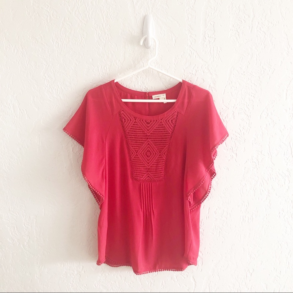 ANTHRO MEADOW RUE Anele Crochet Detail Blouse M